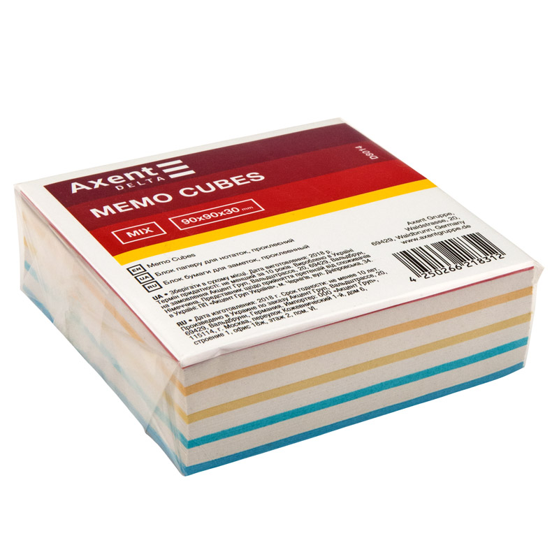 Паперовий блок для нотаток DELTA Mix 90*90*30 мм проклеєний (D8014)